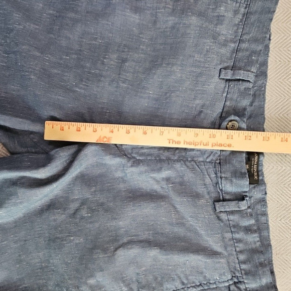 Banana Republic Aiden Shorts Men's 36 Blue Twill Linen Blend 9" Inseam EUC - Picture 5 of 13